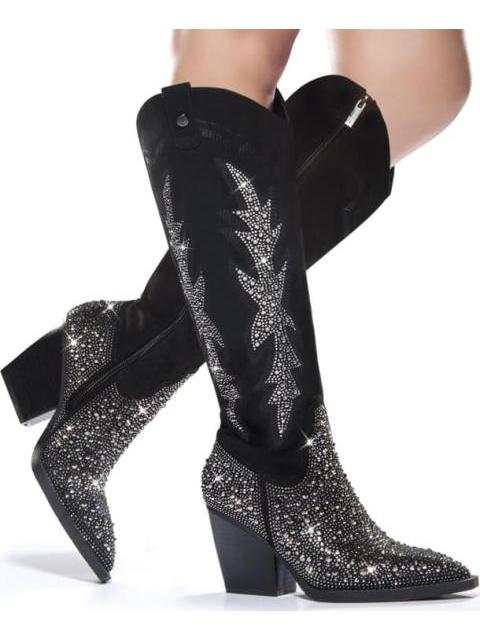 BOTA VAQUERA CON PEDRERIA NEGRO THALIA SODI - Imagen 7