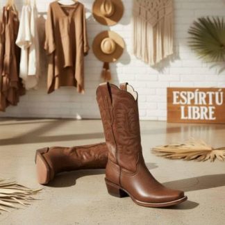 BOTA VAQUERA DE PIEL COGNAC JC MCCOY