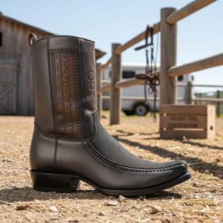 BOTA VAQUERA EXOTICA NEGRO CUADRA