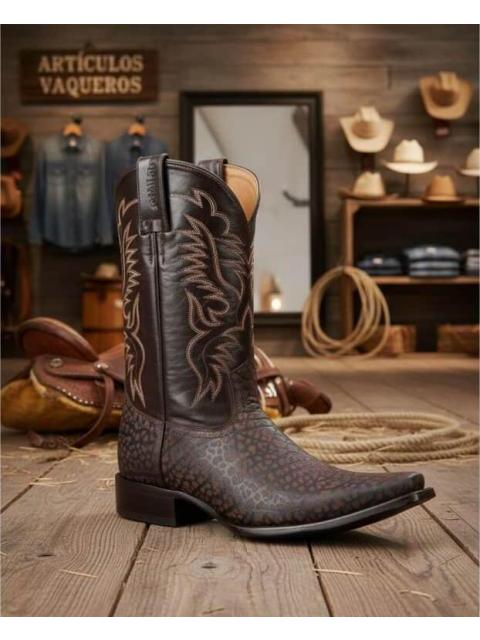 BOTA VAQUERA PIEL GRABADA CAFE JC MCCOY