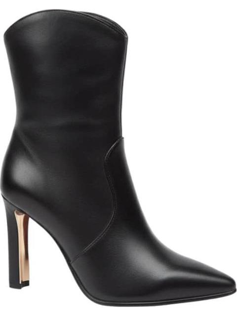 BOTA VESTIR PU TACON ALTO CON PLACA NEGRO THALIA SODI - Imagen 2