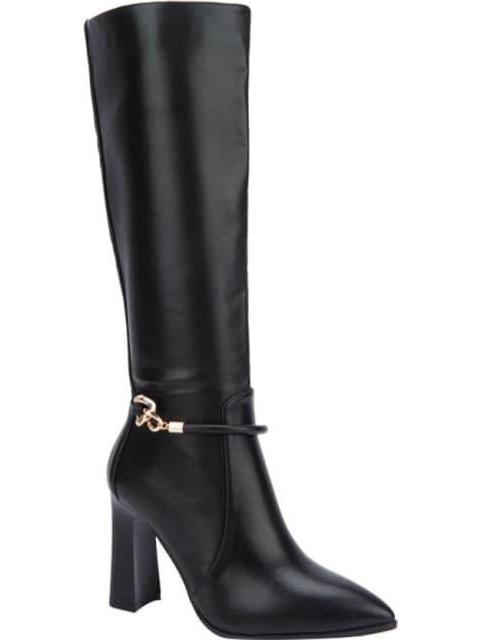 BOTA ALTA TACON ANCHO NEGRO YAELI FASHION - Imagen 2