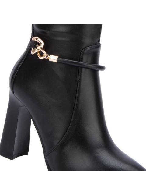 BOTA ALTA TACON ANCHO NEGRO YAELI FASHION - Imagen 6