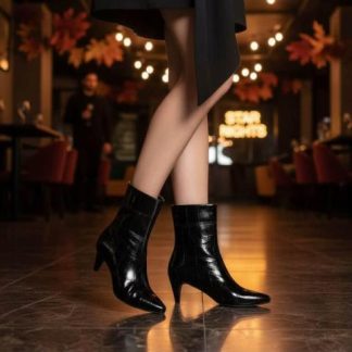 BOTA VESTIR TIPO CROCO NEGRO BELINDA PEREGRIN
