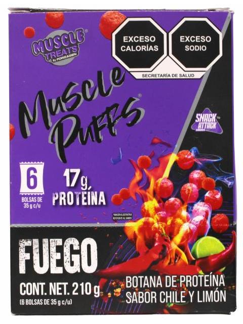 BOTANA PROTEINA CHILE LIMON 35 G MUSCLE PUFFS P 6