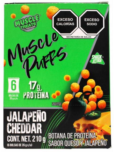 BOTANA PROTEINA QUESO JALAPEÑO 35 G MUSCLE PUFFS P 6