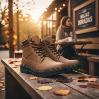 BOTIN CASUAL TIPO LEÑADOR AGUJETA CANELA KEBO