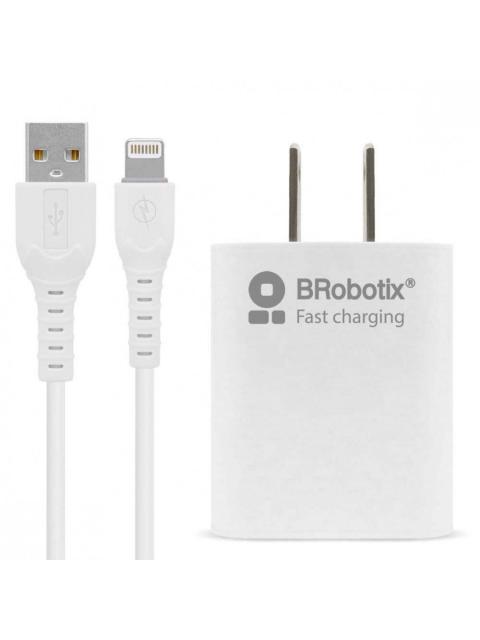 BROBOTIX CARGADOR DE PARED 6001349 5V 1X USB-A BLANCO - INCLUYE CABLE USB A - LIGHTNING