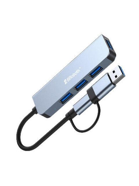 BROBOTIX DOCKING STATION 4 EN 1 USB 3.0-USB-C 4X USB 3.0 GRIS - Imagen 2