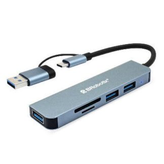 BROBOTIX DOCKING STATION 5 EN 1 USB 3.0-USB-C 3X USB 3.0 1X SD GRIS