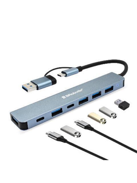 BROBOTIX DOCKING STATION 7 EN 1 USB 3.0-USB-C 5X USB 3.0 2X USB-C GRIS - Imagen 2