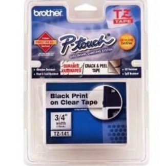 BROTHER CINTA TZE141G NEGRO SOBRE TRANSPARENTE TERMICA DIRECTA 18 MM X 8 METROS 1 PIEZA