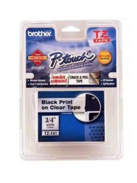 BROTHER CINTA TZE141G NEGRO SOBRE TRANSPARENTE TERMICA DIRECTA 18 MM X 8 METROS 1 PIEZA