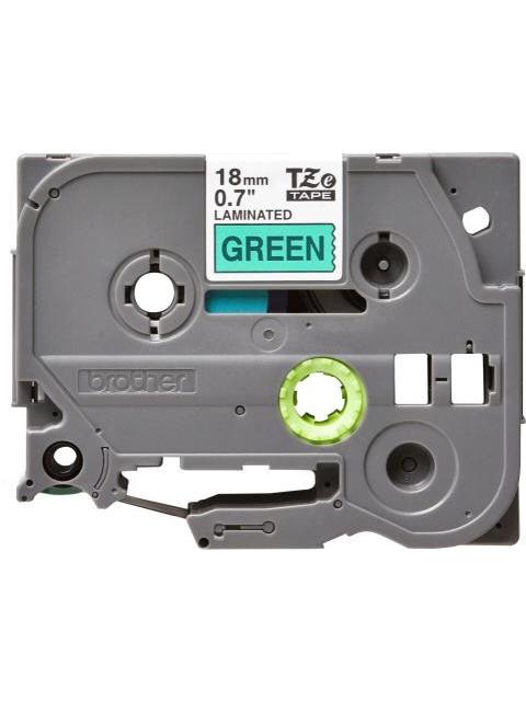 BROTHER CINTA TZE741G NEGRO SOBRE VERDE TRANSFERENCIA TERMICA 18 MM X 8 METROS 1 PIEZA