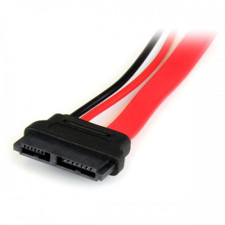 STARTECH CABLE SLIMLINE SATA 13 PIN MACHO - SATA 7+15 PIN HEMBRA 15CM ROJO - Imagen 3