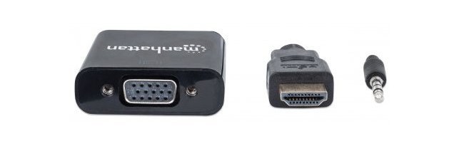 MANHATTAN CONVERTIDOR HDMI MACHO - VGA HEMBRA NEGRO - Imagen 2