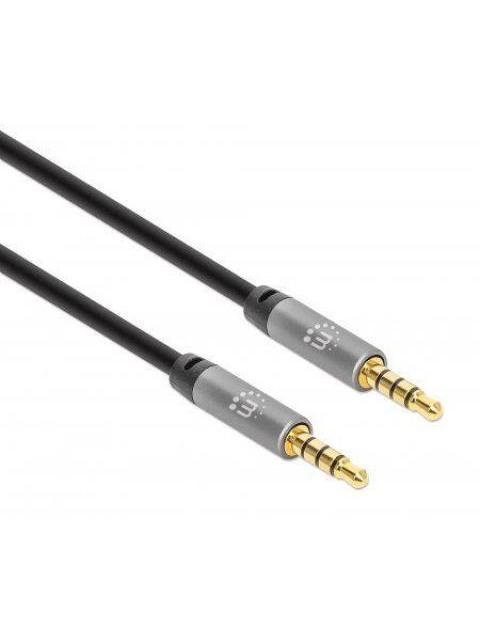 CABLE AUXILIAR MANHATTAN AUDIO ESTEREO 3.5MM MACHO 2M NEGRO-PLATA 355995 - Imagen 2