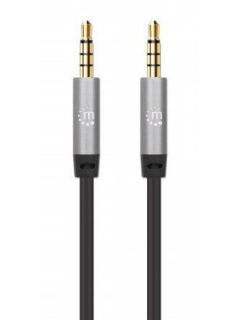 CABLE AUXILIAR MANHATTAN AUDIO ESTEREO 3.5MM MACHO 2M NEGRO-PLATA 355995 - Imagen 3