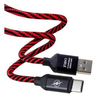 CABLE DE CARGA RAPIDA USB A TIPO C SLIM COMPANY TRANSFERENCIA DE DATOS TRENZADO 92CM COLOR ROJO