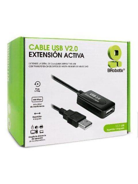 CABLE DE EXTENSION BROBOTIX USB 2.0 MACHO USB 2.0 HEMBRA 5M NEGRO 6000670 - Imagen 2