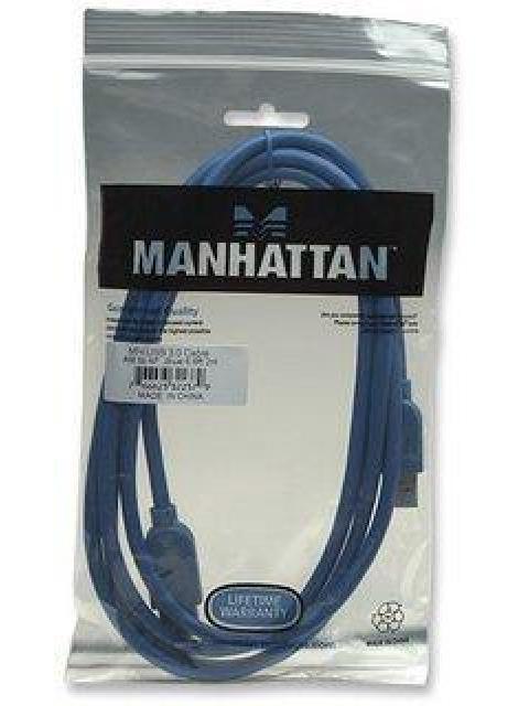 MANHATTAN CABLE USB MACHO - USB HEMBRA 2 METROS AZUL - Imagen 2