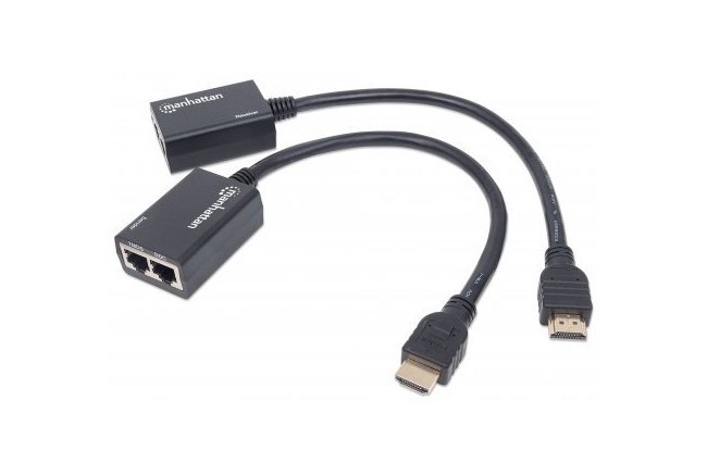 MANHATTAN EXTENSOR HDMI POR CAT5E-CAT6 DISTANCIA MAXIMA 30 METROS CABLES HDMI INTEGRADOS - Imagen 2