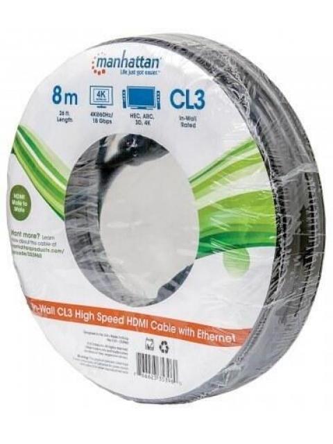 MANHATTAN CABLE HDMI MACHO - HDMI MACHO 4K 60HZ 8 METROS NEGRO - Imagen 3