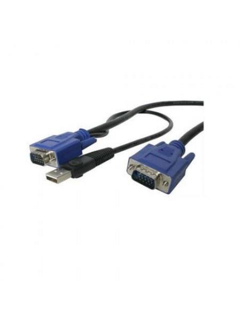 STARTECH CABLE KVM ULTRA DELGADO 2 EN 1 USB-VGA MACHO - VGA MACHO 3 METROS NEGRO