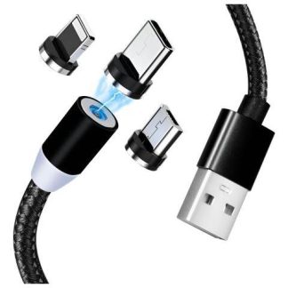 CABLE MAGNETICO CARGA RAPIDA 3EN1 TIPO C MICRO USB LIGHTING