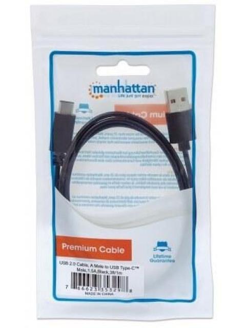 MANHATTAN CABLE USB C DE ALTA VELOCIDAD USB C MACHO - USB A MACHO 1 METRO NEGRO - Imagen 5