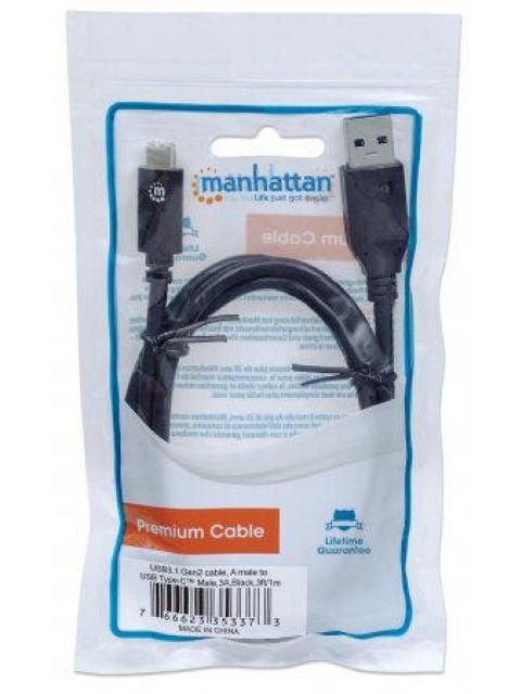 MANHATTAN CABLE USB 3.0 C MACHO - USB 3.0 A MACHO 1 METRO NEGRO - Imagen 2