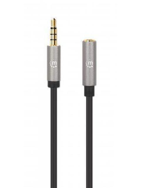 CABLE MANHATTAN AUDIO ESTEREO 3.5MM EXTENSION MACHO - HEMBRA 1M NEGRO-ALUMINIO PLATEADO 356022 - Imagen 3