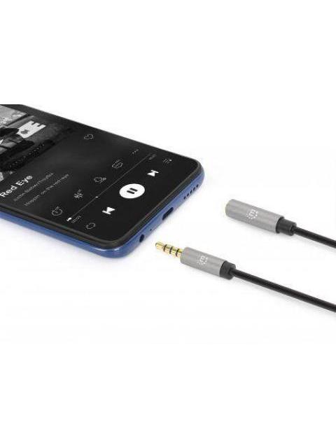 CABLE MANHATTAN AUDIO ESTEREO 3.5MM EXTENSION MACHO - HEMBRA 1M NEGRO-ALUMINIO PLATEADO 356022 - Imagen 5