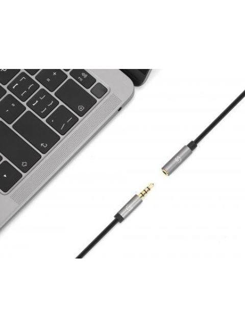 CABLE MANHATTAN AUDIO ESTEREO 3.5MM EXTENSION MACHO - HEMBRA 2M NEGRO-ALUMINIO PLATEADO 356039 - Imagen 6