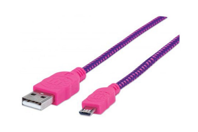 MANHATTAN CABLE CON RECUBRIMIENTO TEXTIL USB 2.0 A MACHO - MICRO USB 2.0 B MACHO 1 METRO ROSA-MORADO - Imagen 2