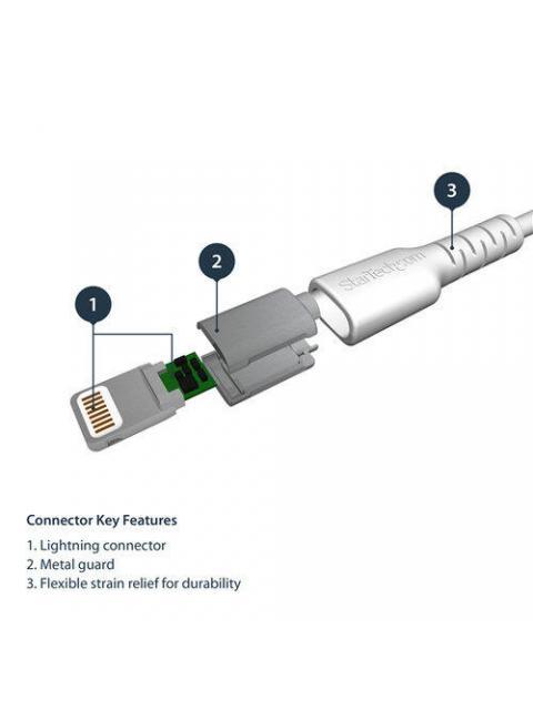 STARTECH CABLE DE CARGA CERTIFICADO MFI LIGHTNING MACHO - USB A MACHO 1 METRO BLANCO PARA IPOD-IPHONE-IPAD - Imagen 5