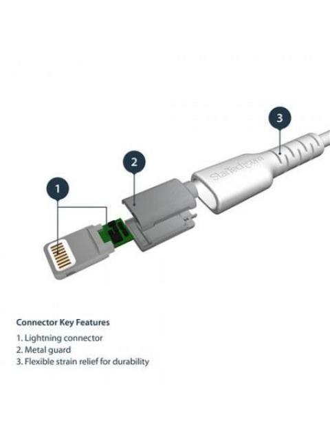 STARTECH CABLE DE CARGA CERTIFICADO MFI LIGHTNING MACHO - USB A MACHO 2 METROS BLANCO PARA IPOD-IPHONE-IPAD - Imagen 5
