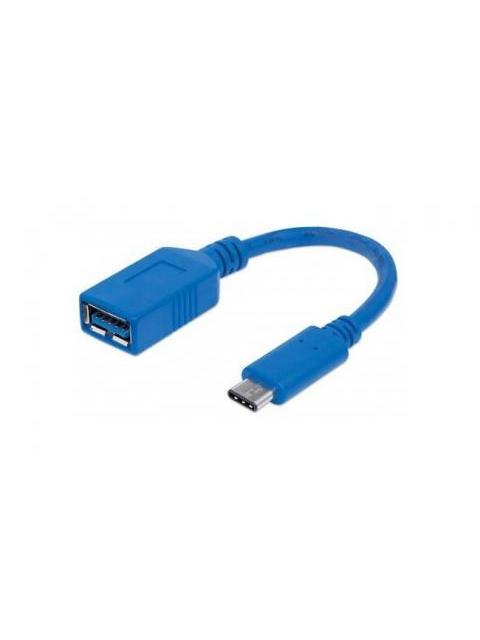 MANHATTAN CABLE USB 3.1 C MACHO - USB 3.0 A HEMBRA 15CM 3A AZUL