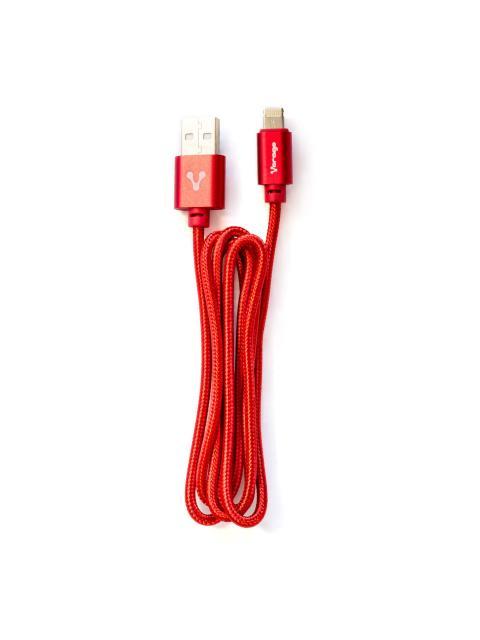VORAGO CABLE DE CARGA MICRO USB B-LIGHTNING MACHO - USB A MACHO 1 METRO ROJO PARA IPOD-IPHONE-IPAD - Imagen 3
