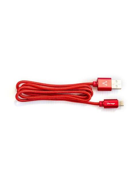 VORAGO CABLE DE CARGA MICRO USB B-LIGHTNING MACHO - USB A MACHO 1 METRO ROJO PARA IPOD-IPHONE-IPAD - Imagen 2