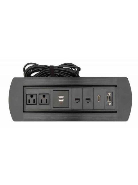 MANHATTAN CAJA PARA MESA 164856 2 PUERTOS + 2X USB NEGRO - Imagen 4