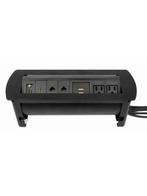 MANHATTAN CAJA PARA MESA 164856 2 PUERTOS + 2X USB NEGRO - Imagen 5