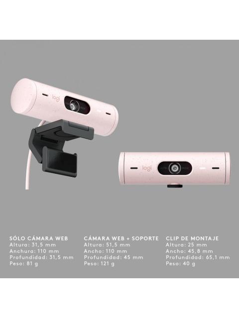 LOGITECH WEBCAM BRIO 500 CON MICROFONO 4MP 1920 X 1080 PIXELES USB-C ROSA - Imagen 9