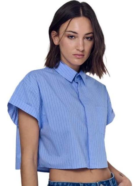 CAMISA CROP AZUL HOLLY LAND - Imagen 4