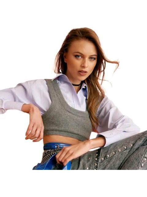 CAMISA CROP AZUL HOLLY LAND - Imagen 6
