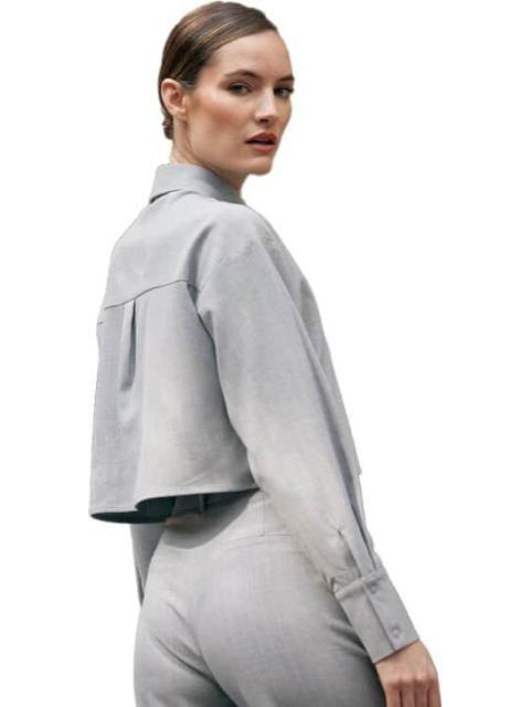 CAMISOLA CROP RAYAS GRIS HOLLY LAND - Imagen 3
