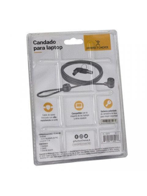 PERFECT CHOICE CANDADO DE LLAVE PARA LAPTOPS PC-160076 2 METROS GRIS - Imagen 4