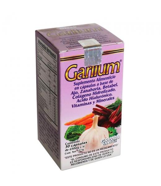 CAPS. GARLIUM C 30 C AJOZANAHORIAACELGABETABELPEREJILCOLAGENO HID GN+VIDA