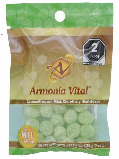 CARAMELO MIEL CLOROFILA HIERBABUENA 25 G ARMONIA VITAL P 6