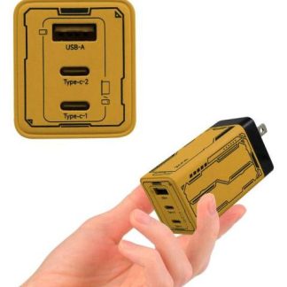CARGADOR DE PARED CON 1 PUERTO USB-A Y 2 PUERTOS TIPO C 65W SLIM COMPANY GAN CARGA RAPIDA SIMULTANEA PARA LAPTOP CELULAR TABLET COLOR AMARILLO